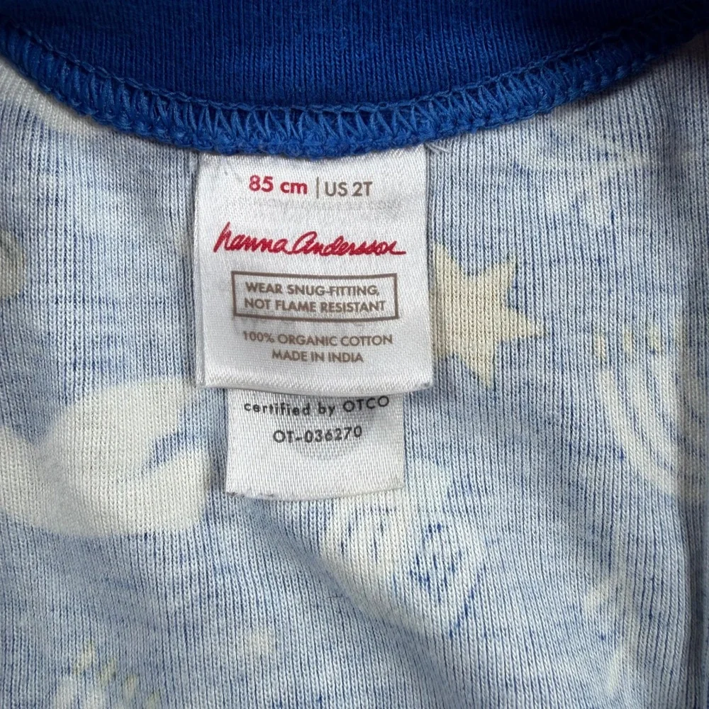 Hanna Andersson Hanukkah Organic Cotton Sleeper Blue Kids 2T  One piece PJs boys